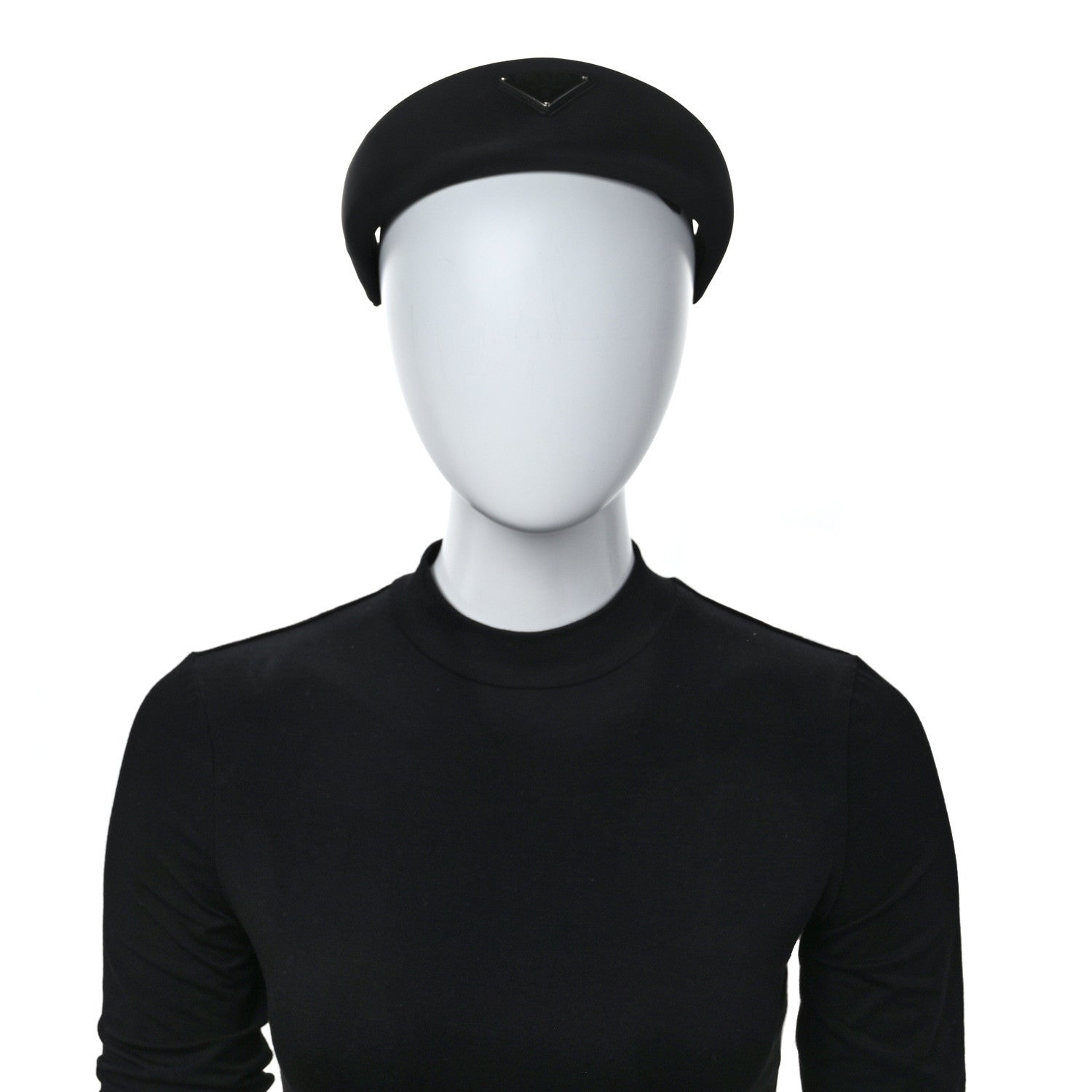 Prada Re-Nylon Metal Triangle Logo Headband Black 2 of 4