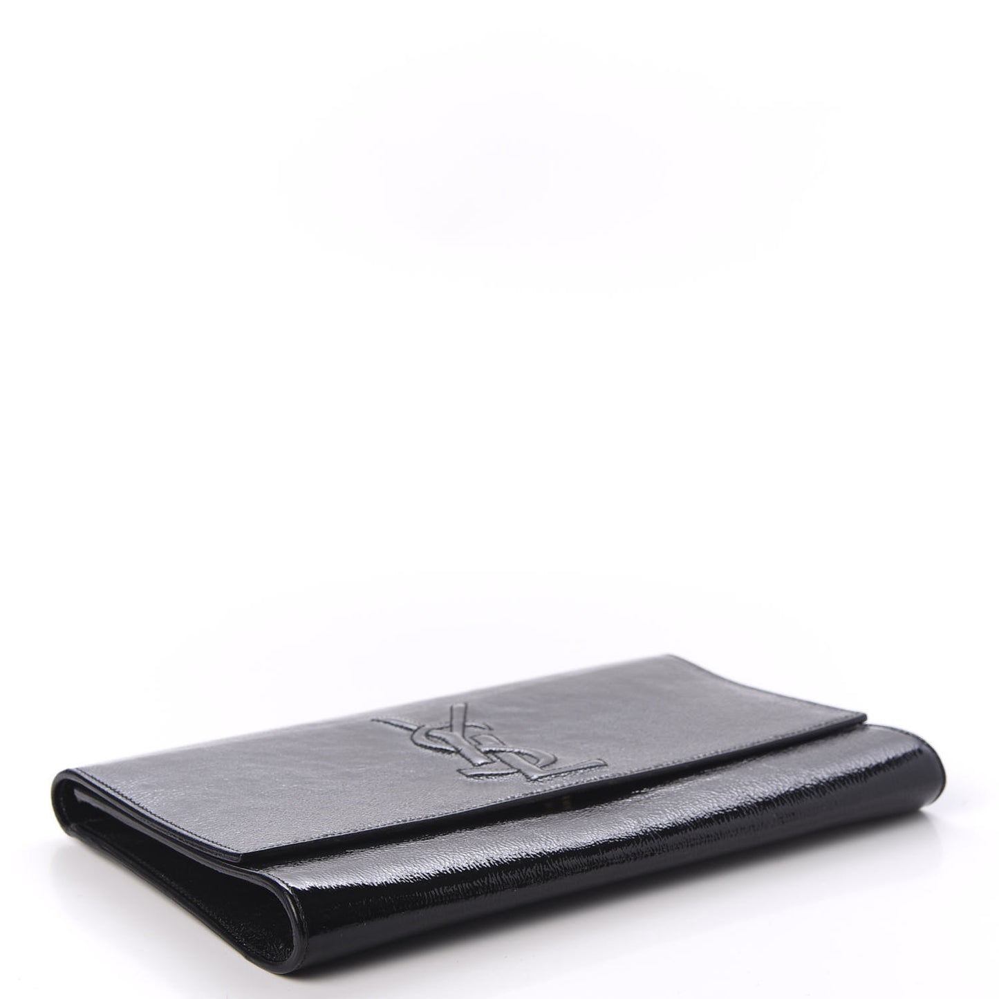 Textured Patent Monogram Large Belle De Jour Clutch Black