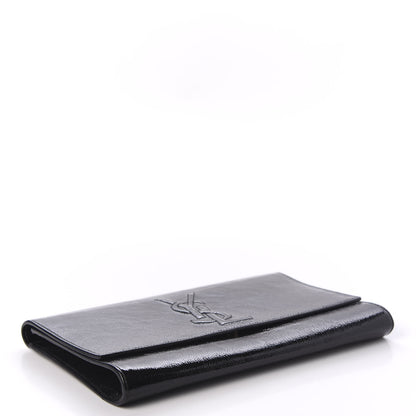 Saint Laurent Textured Patent Monogram Large Belle De Jour Clutch Black 3 of 8