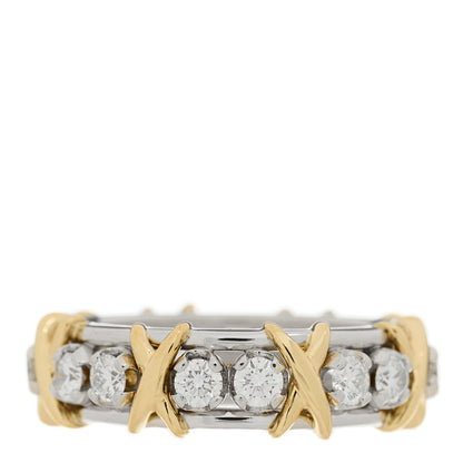 Tiffany Platinum 18K Yellow Gold Diamond Schlumberger Sixteen Stone Ring 55 7.25 3 of 6