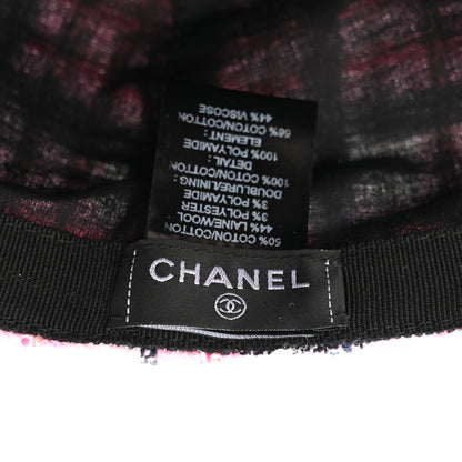 Chanel Cotton Wool Tweed CC Cap Hat Pink Navy Blue White 8 of 9