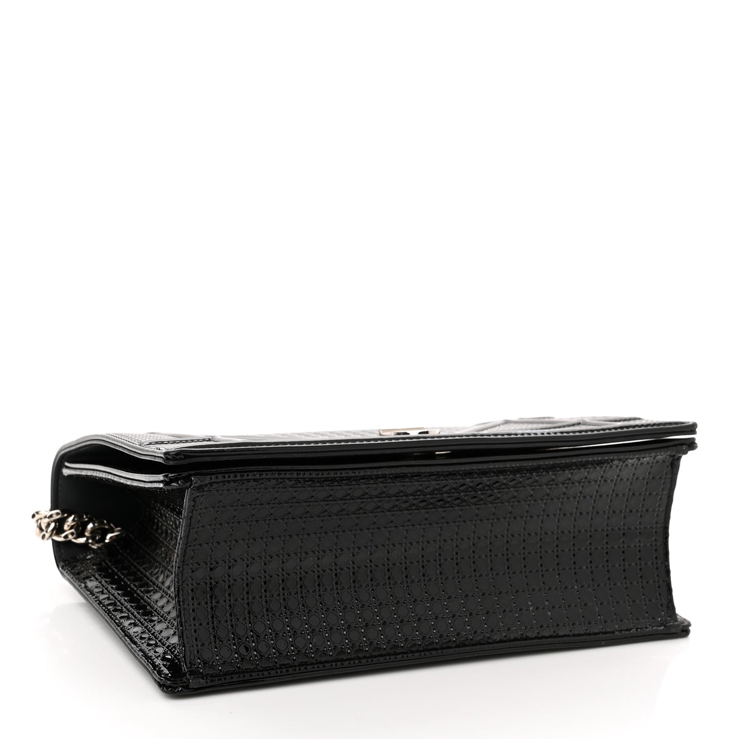 Metallic Patent Micro-Cannage Medium Diorama Flap Bag Graphite
