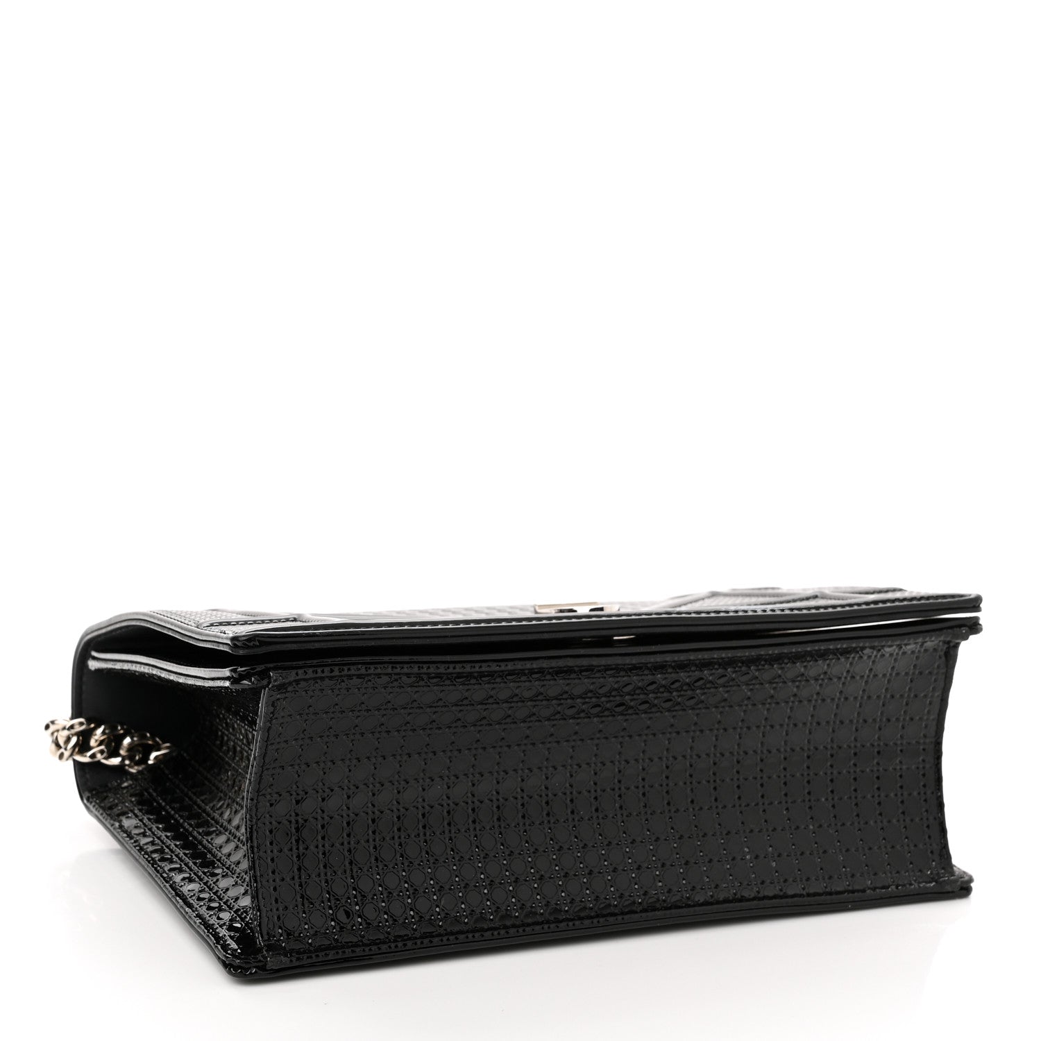 Christian Dior Metallic Patent Micro-Cannage Medium Diorama Flap Bag Graphite 4 of 10