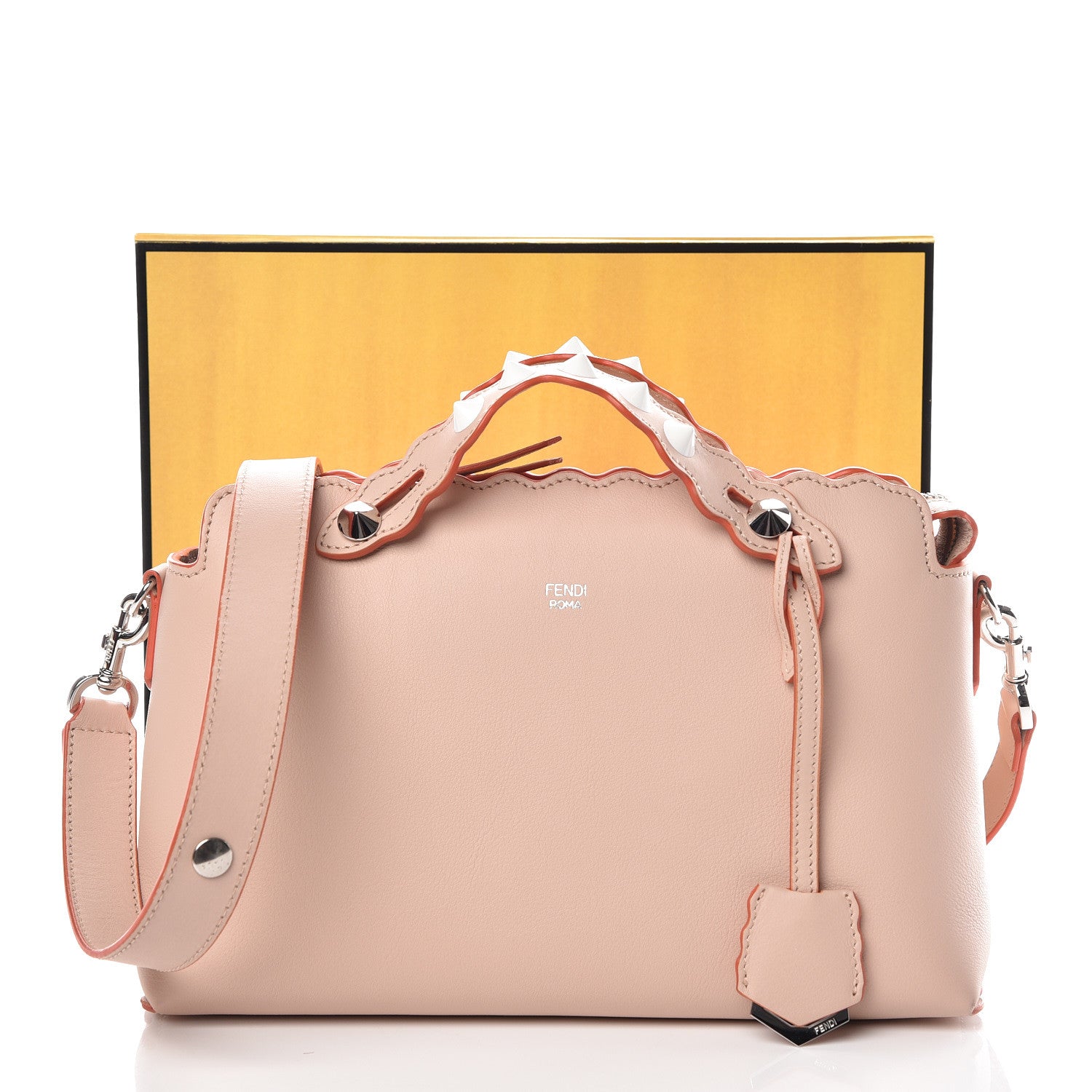 Fendi Vitello Dolce Scalloped Studded Medium By The Way Boston Bag Plaster 11 of 11