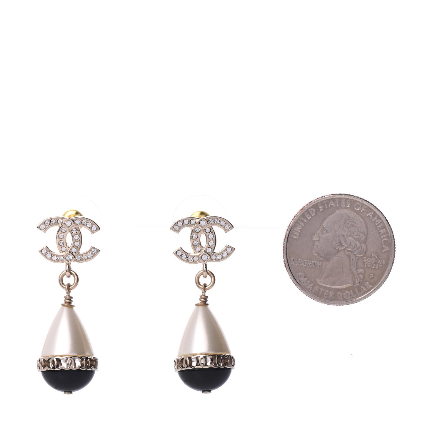 Crystal Pearl CC Fantasy Drop Earrings Gold Black