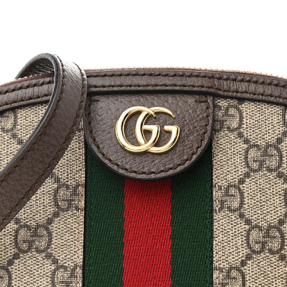 Gucci GG Supreme Monogram Textured Dollar Calfskin Web Small Ophidia Dome Shoulder Bag Beige Ebony New Acero 8 of 10