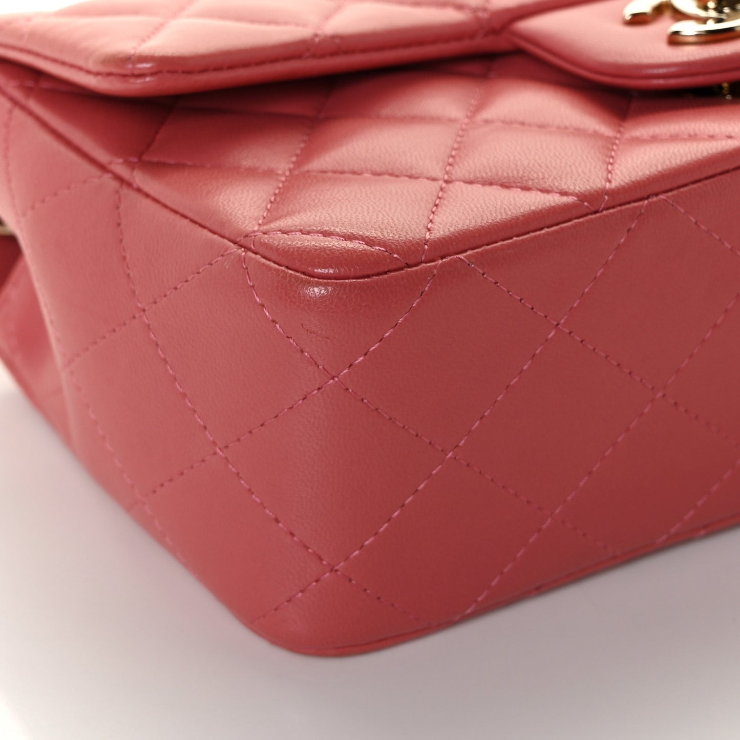 Lambskin Quilted Valentine Charms Mini Rectangular Flap Pink
