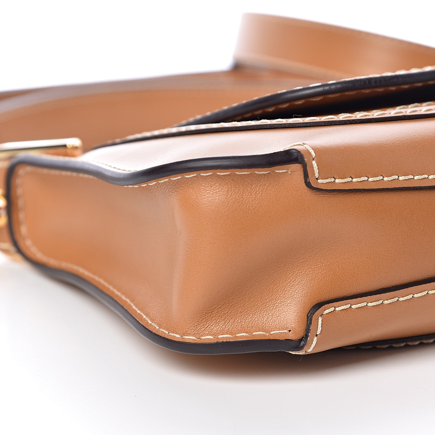 Chloe Shiny Calfskin Marcie Saddle Shoulder Bag Autumnal Brown 7 of 10