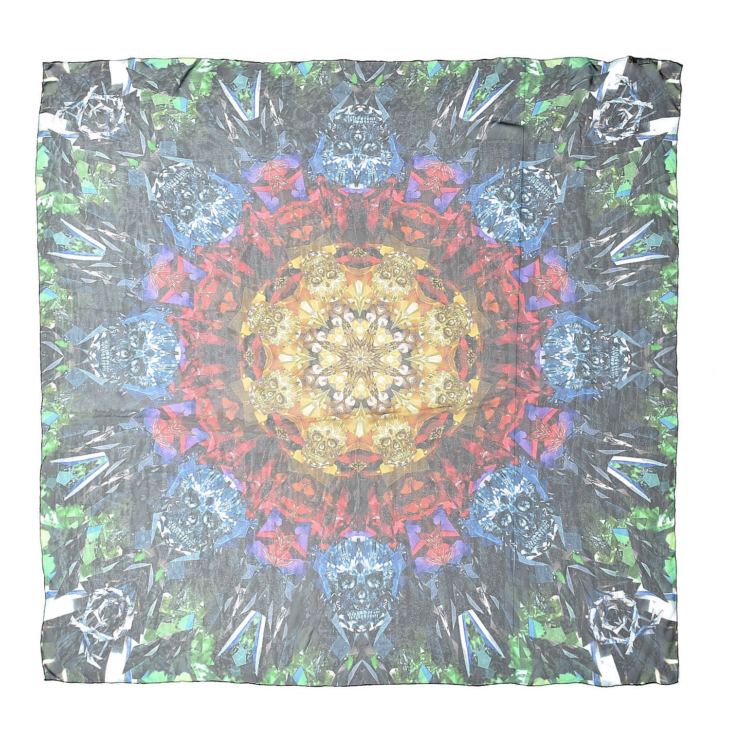 Alexander McQueen Silk Chiffon Jewel Skull Scarf Multicolor 1 of 3