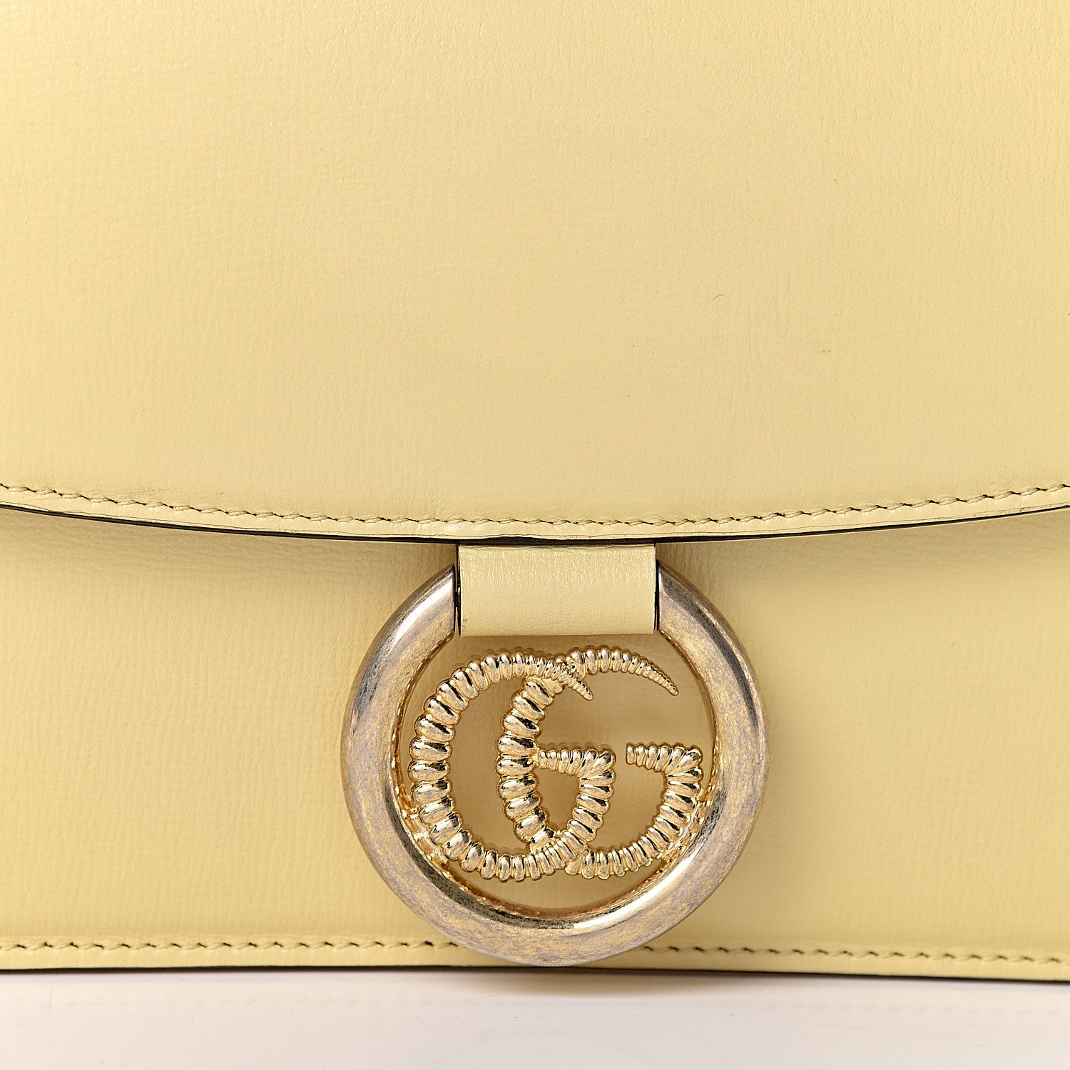 Gucci Textured Calfskin Small Torchon GG Ring Shoulder Bag Butter 8 of 10
