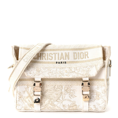 Christian Dior Canvas Embroidered Toile De Jouy Small Diorcamp Messenger White Gold 1 of 10