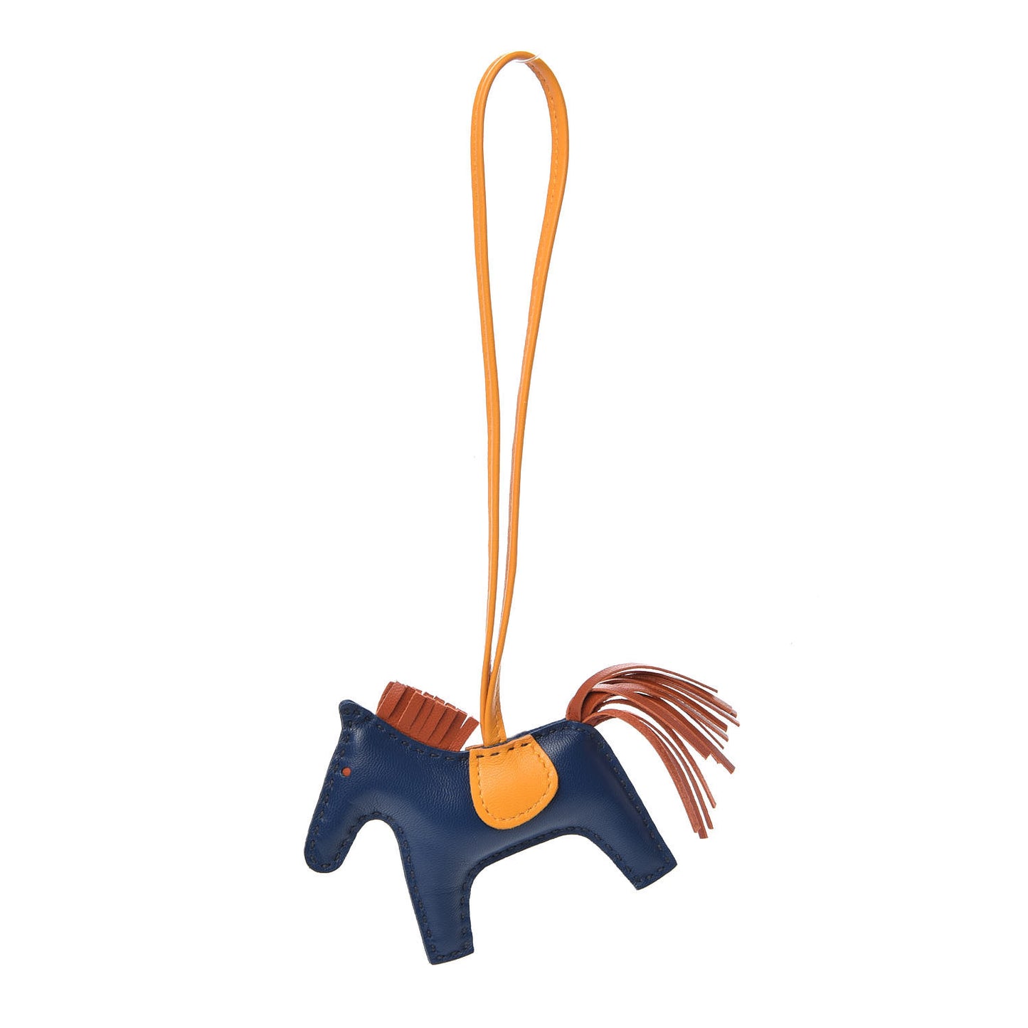 Milo Lambskin Grigri Rodeo Horse Bag Charm PM Bleu de Malte Cornaline Jaune D'Or