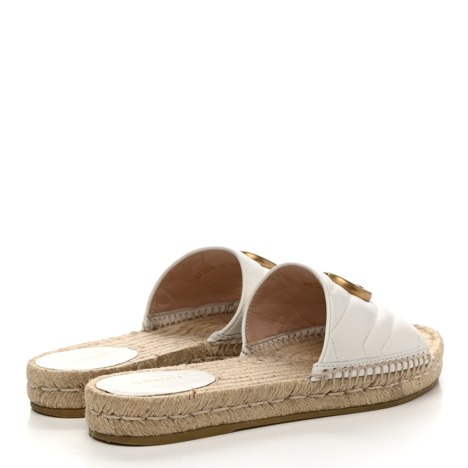 Gucci Nappa Matelasse GG Marmont Espadrille Slide Sandals 37 Great White 4 of 13