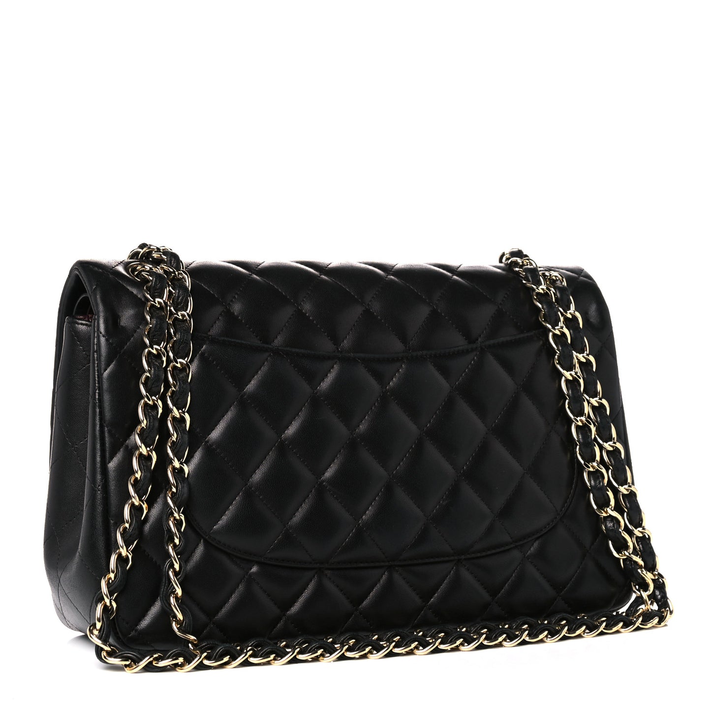 Lambskin Quilted Jumbo Double Flap Black