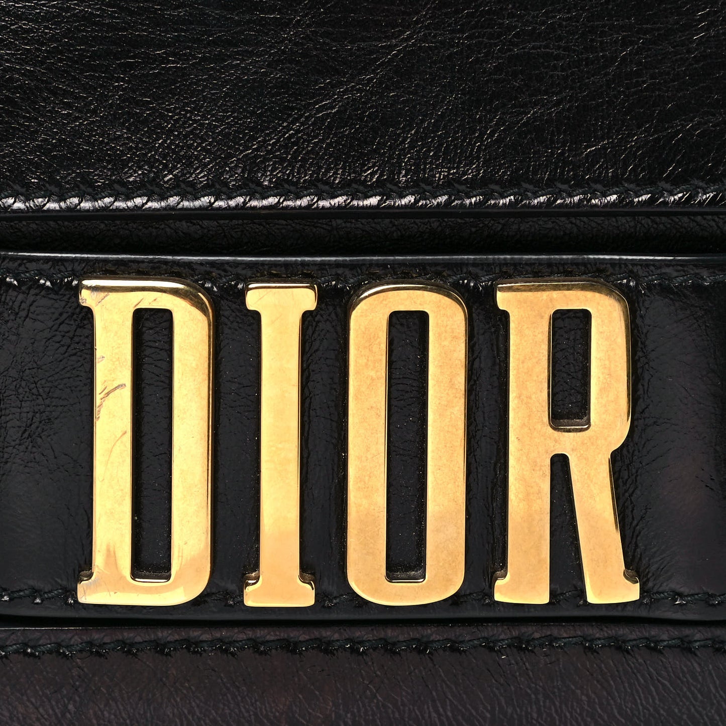 Crinkled Patent Lambskin Dio(r)evolution Top Handle Flap Bag Black