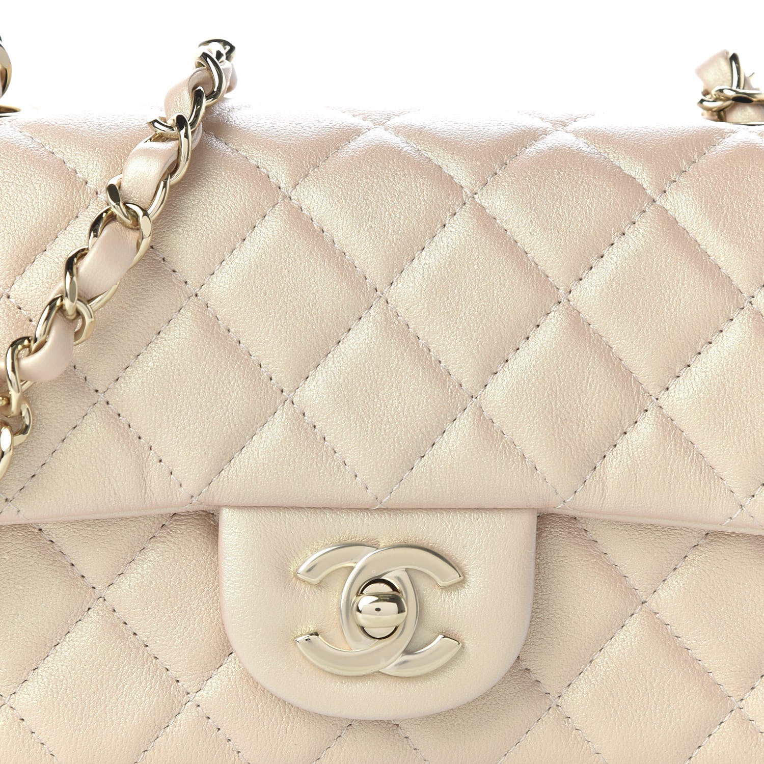 Chanel Iridescent Calfskin Quilted Mini Rectangular Flap Beige 10 of 10
