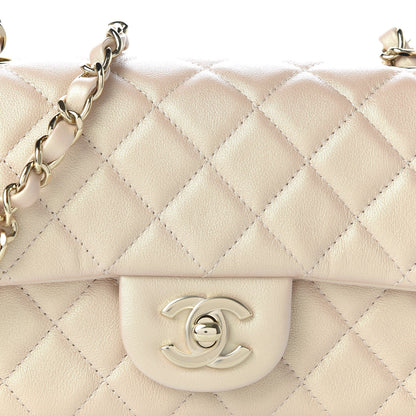 Chanel Iridescent Calfskin Quilted Mini Rectangular Flap Beige 10 of 10