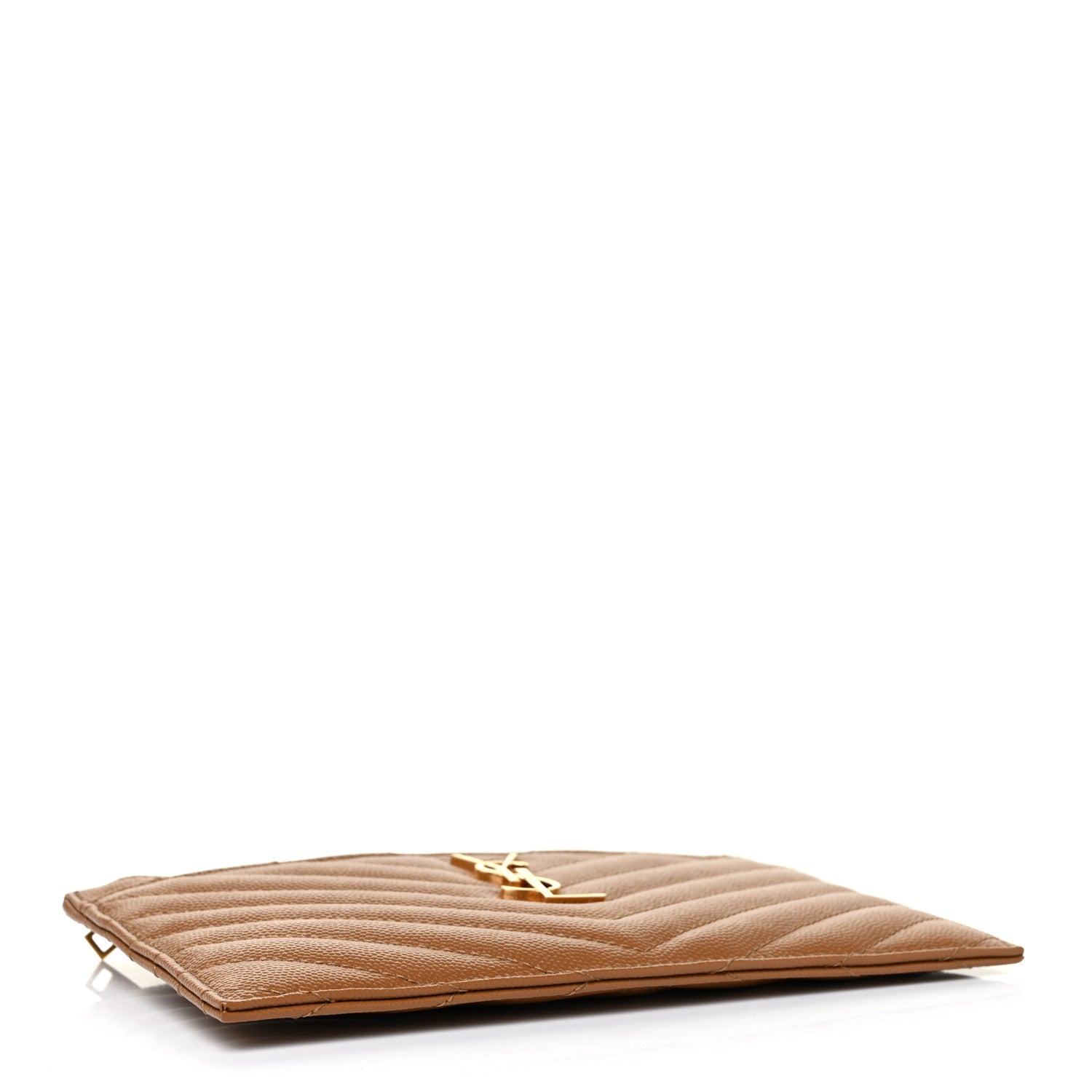 Saint Laurent Grain De Poudre Chevron Monogram Bill Pouch Dark Natural 4 of 10