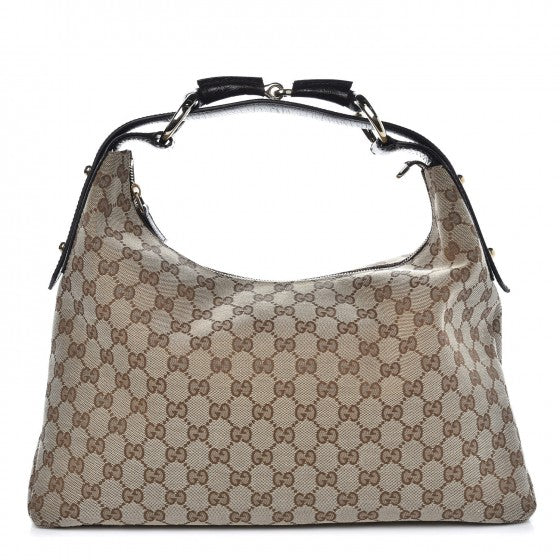 Gucci Monogram Medium Horsebit Chain Hobo Dark Brown 1 of 7
