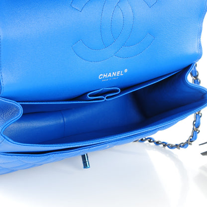 Chanel Caviar Quilted Jumbo Double Flap Blue 6 of 8