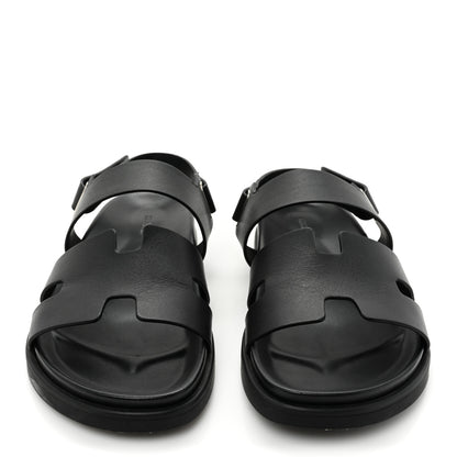 Hermes Calfskin Mens Genius Sandals 42.5 Black 2 of 10