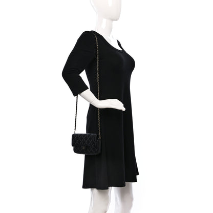 Chanel Lambskin Quilted Flap Phone Holder With Chain Black 2 of 11