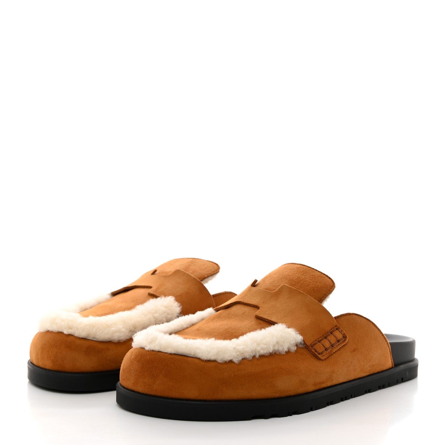 Suede Goatskin Shearling Go Mules 39 Beige Kraft Ecru