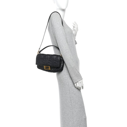 Fendi Nappa FF 1974 Embossed Baguette Black 2 of 10