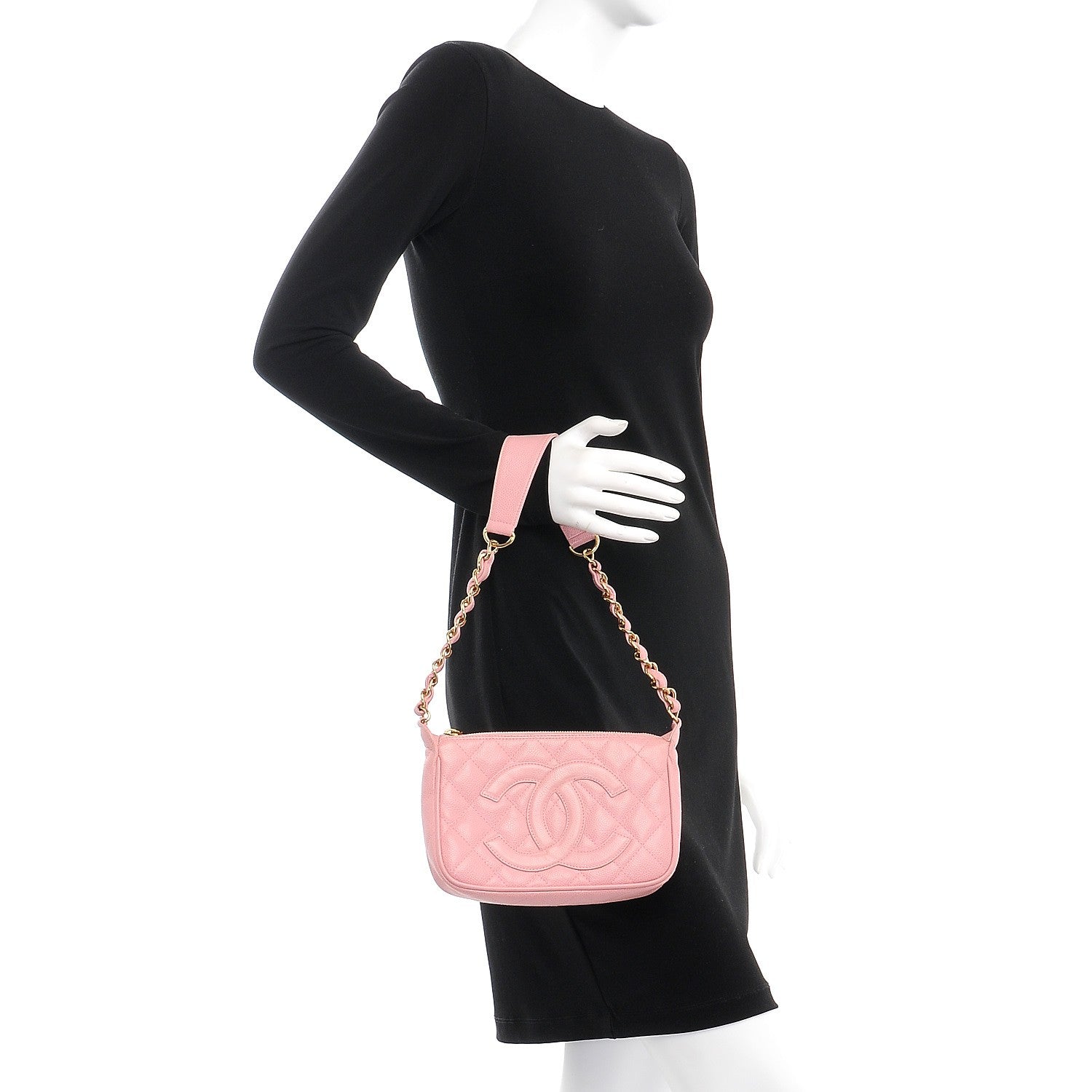 Chanel Caviar Quilted Pochette Pink 3 of 10