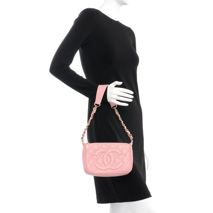 Chanel Caviar Quilted Pochette Pink 3 of 10
