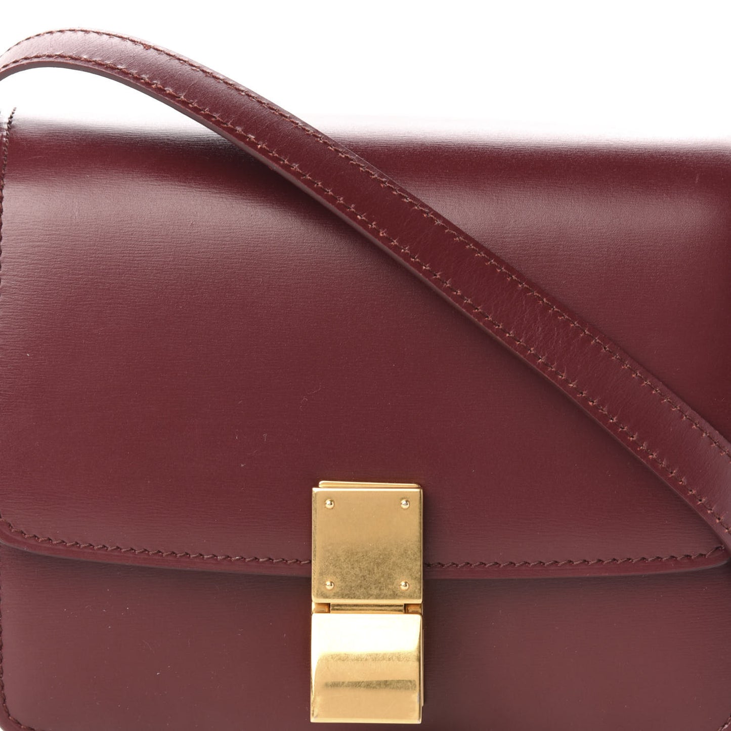 Box Calfskin Small Classic Box Flap Bag Burgundy