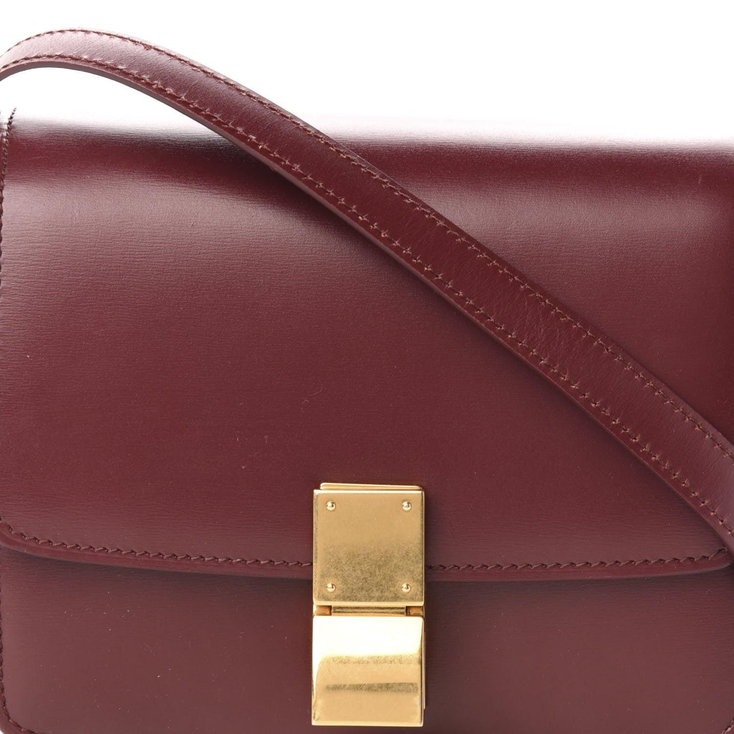 Celine Box Calfskin Small Classic Box Flap Bag Burgundy 10 of 11