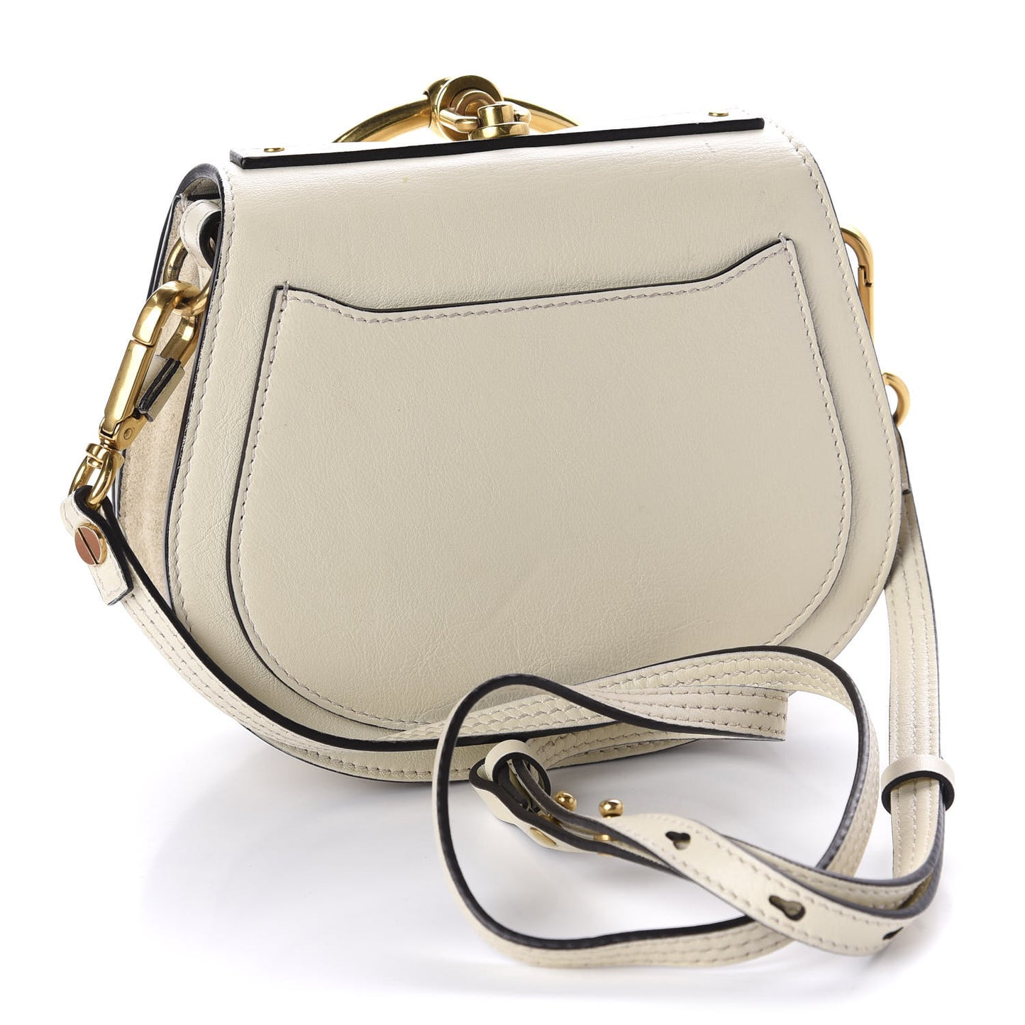 Calfskin Suede Small Nile Bracelet Bag Off White