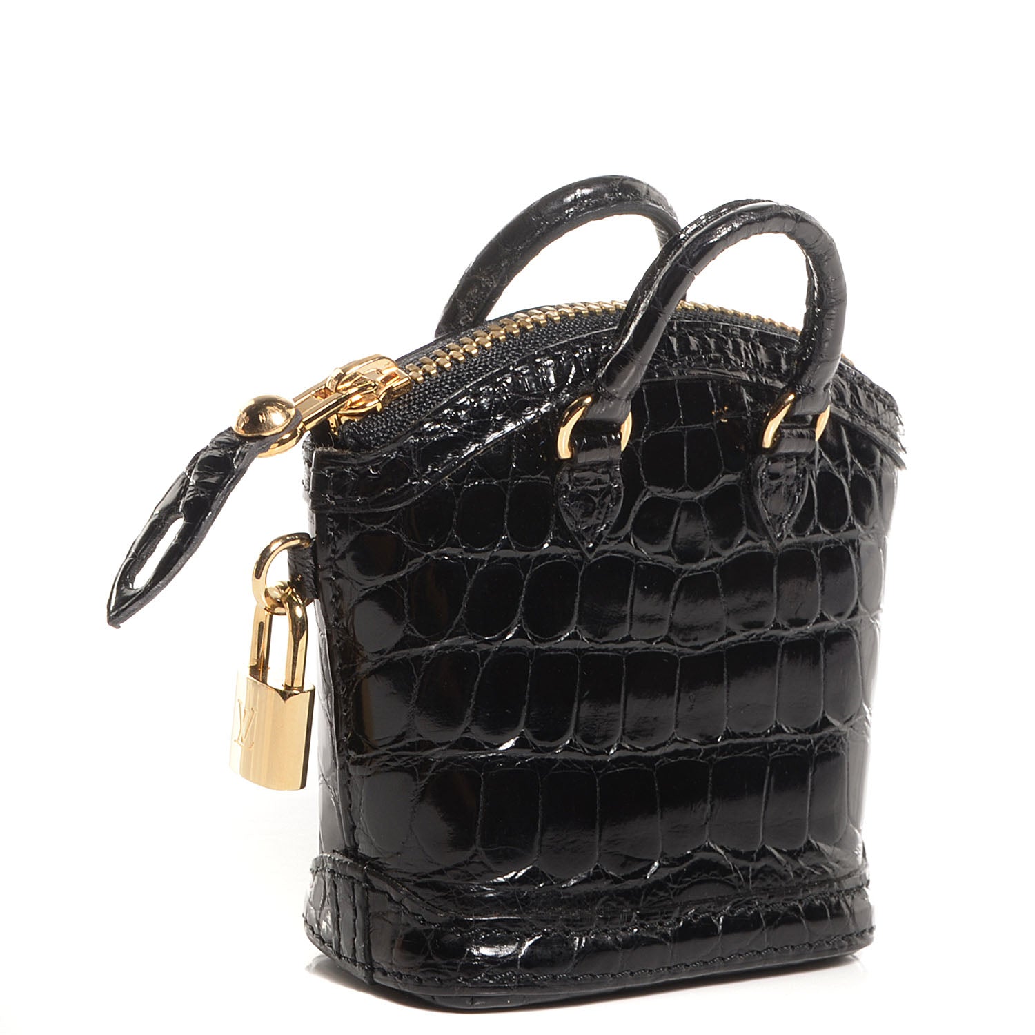 Louis Vuitton Alligator Mini Lockit Bag Charm Black 3 of 8