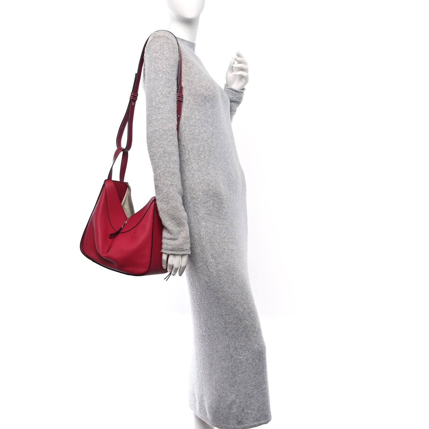 Grained Calfskin Small Hammock Shoulder Bag Raspberry