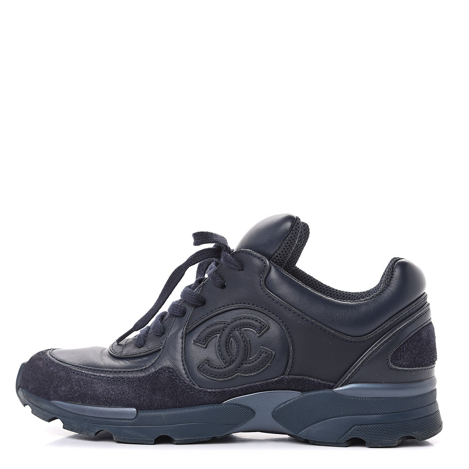 Chanel Suede Calfskin CC Sneakers 36 Blue 1 of 11