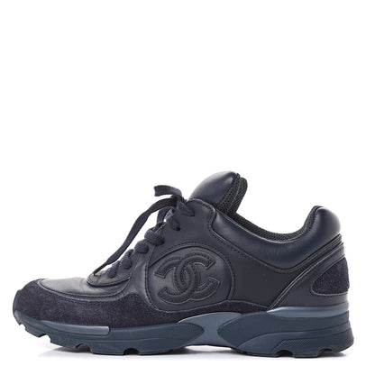 Chanel Suede Calfskin CC Sneakers 36 Blue 1 of 11