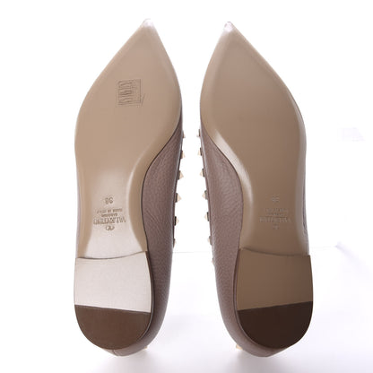 Valentino Garavani Pebbled Calfskin Rockstud Ballerina Flats 38 Poudre 5 of 9
