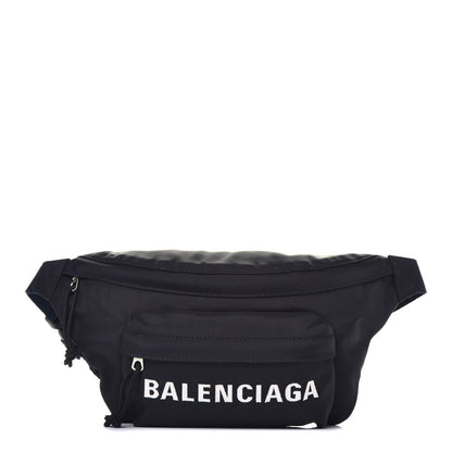 Balenciaga Recycled Sport Nylon Logo Embroidered Wheel Beltpack Black 1 of 9
