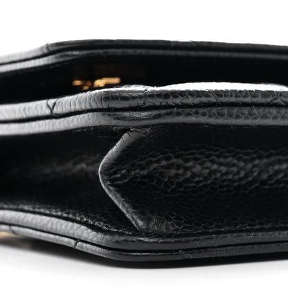 Chanel Caviar Quilted CC Turnlock Wallet On Chain WOC Black 10 of 12