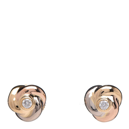 Cartier 18K Pink Yellow White Gold Diamond Trinity Stud Earrings 1 of 3