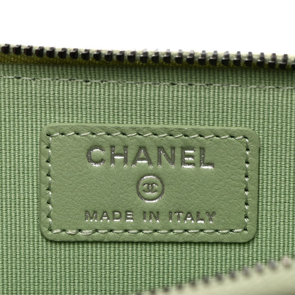 Chanel Lambskin Quilted CC Zip Around Card Holder Light Green 7 of 8