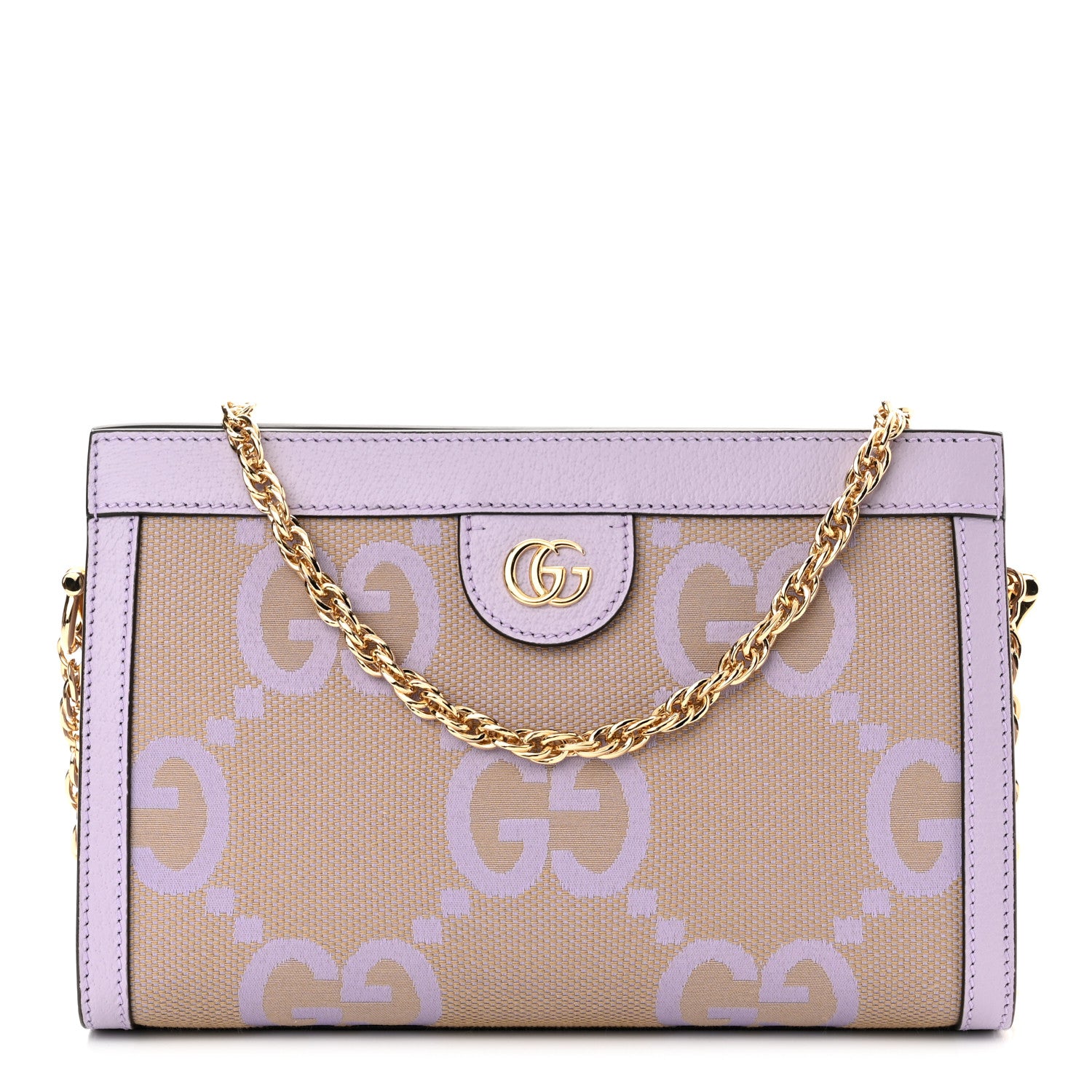 Gucci Monogram Jumbo GG Textured Dollar Calfskin Small Ophidia Chain Shoulder Bag Beige Lapis 1 of 10