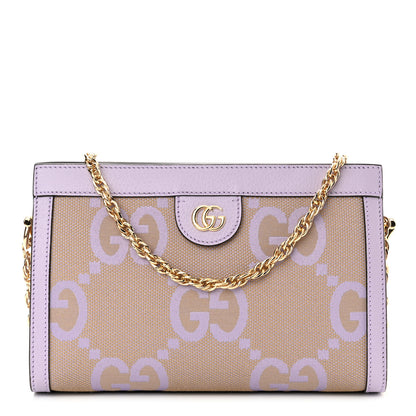 Gucci Monogram Jumbo GG Textured Dollar Calfskin Small Ophidia Chain Shoulder Bag Beige Lapis 1 of 10