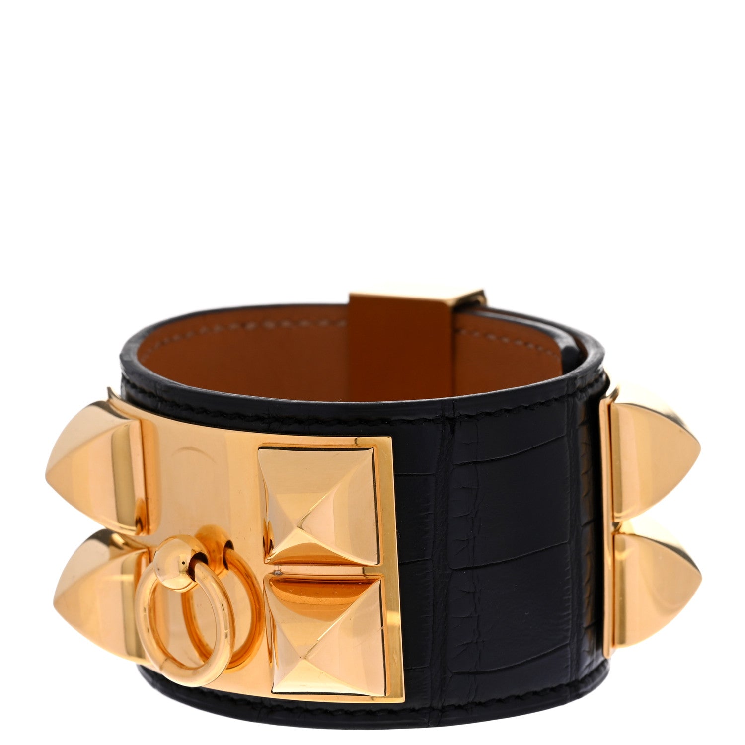 Hermes Matte Alligator Collier De Chien CDC Bracelet S Black 1 of 7