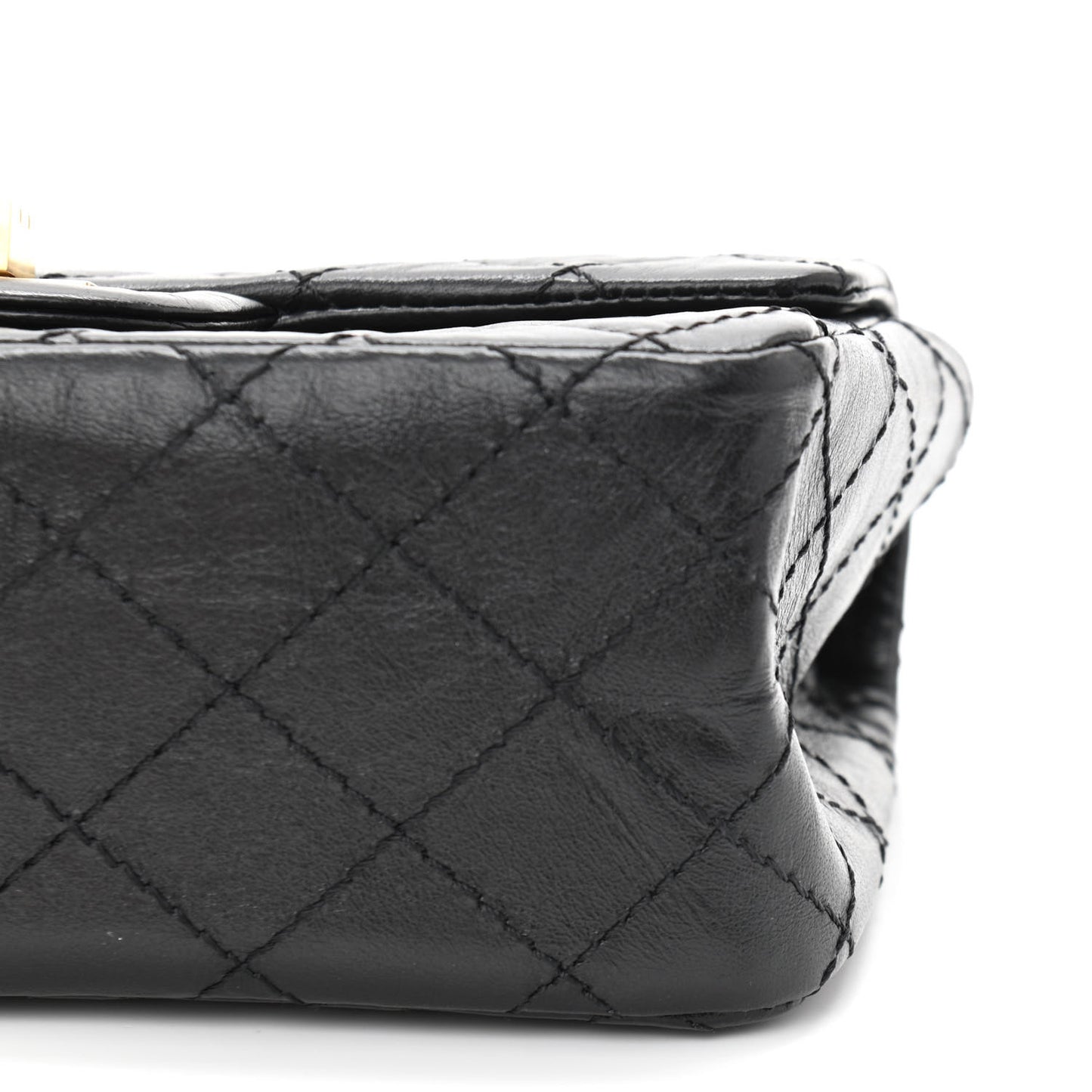 Aged Calfskin Quilted 2.55 Reissue Mini Flap Black