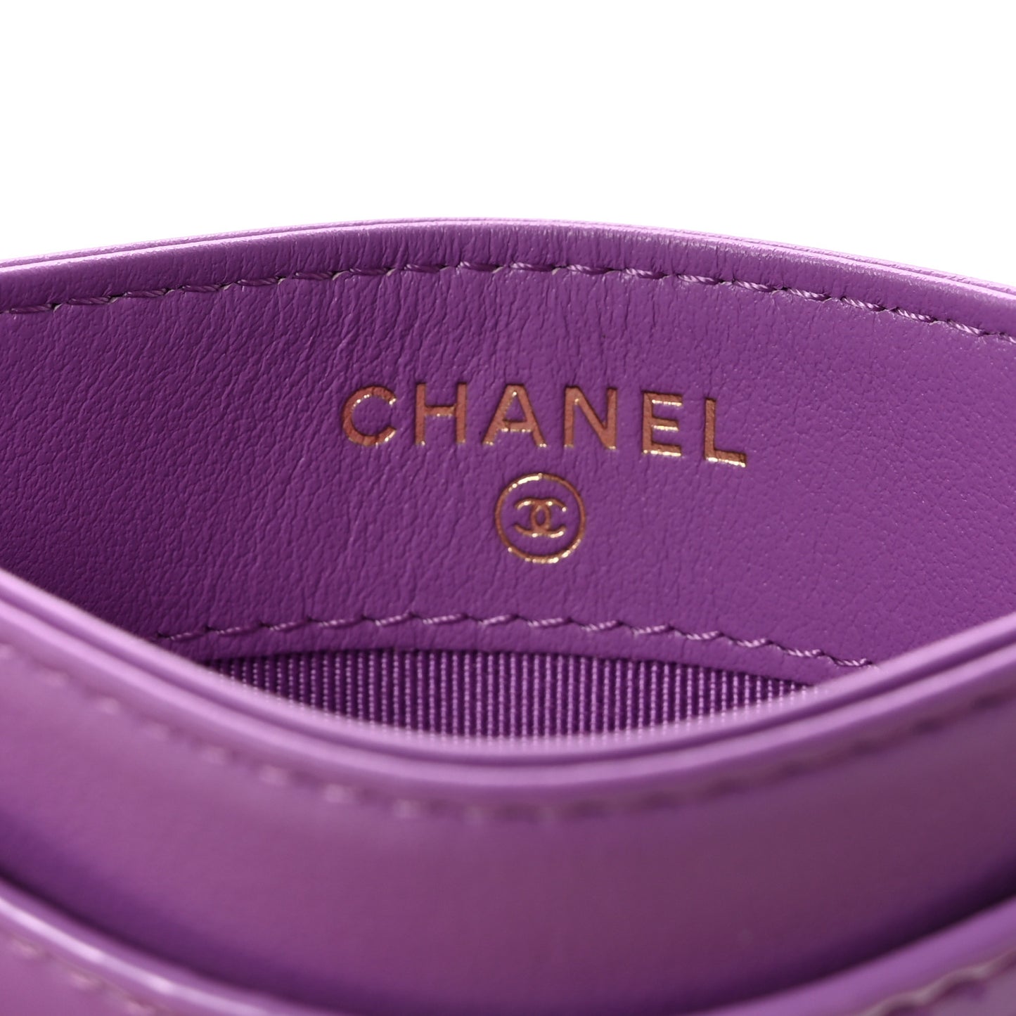 Patent Quilted Card Holder Purple
