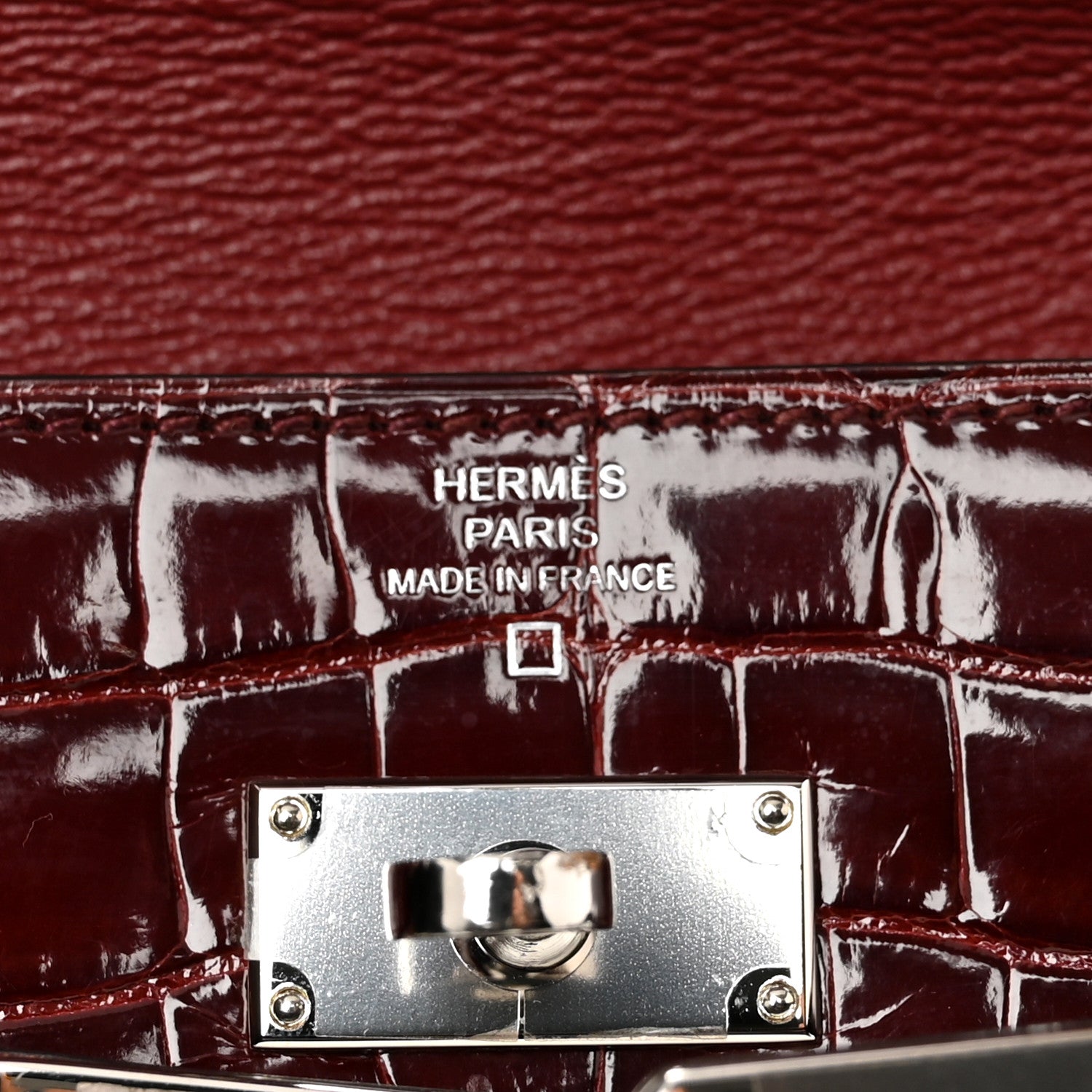 Hermes Shiny Alligator Kelly Longue Wallet Bourgogne 6 of 9