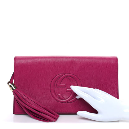 Gucci Pebbled Calfskin Medium Soho Clutch Bright Bouganville 2 of 7