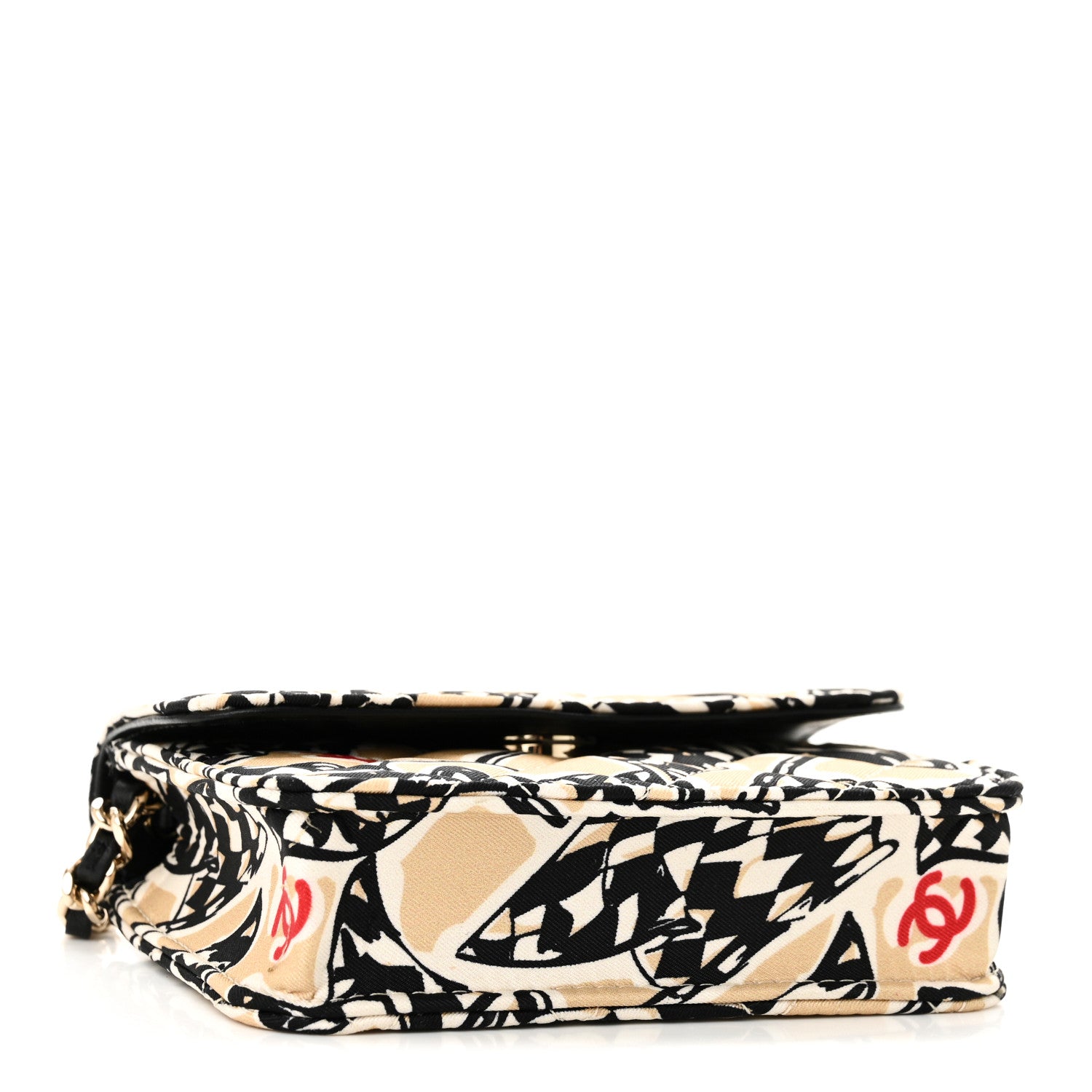 Chanel Canvas Check Flag Printed CC Clutch With Chain Beige Multicolor 4 of 11